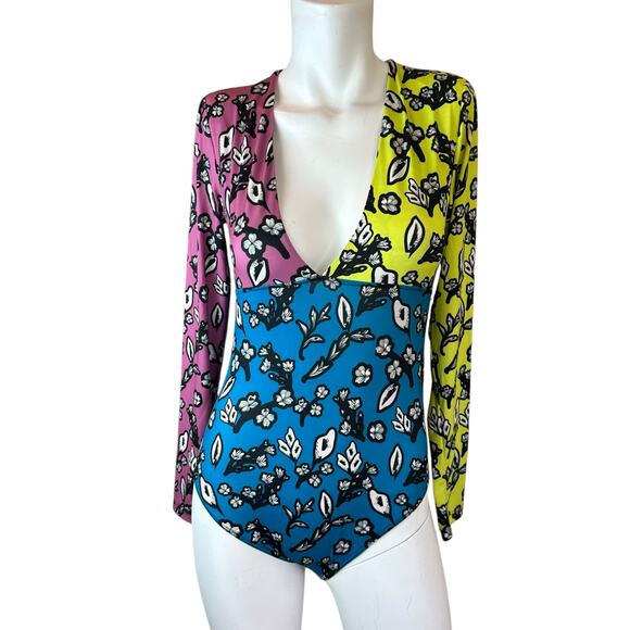Kimberly Goldson CHLO Mixed Floral Bodysuit sz S NWOT - Picture 2 of 11